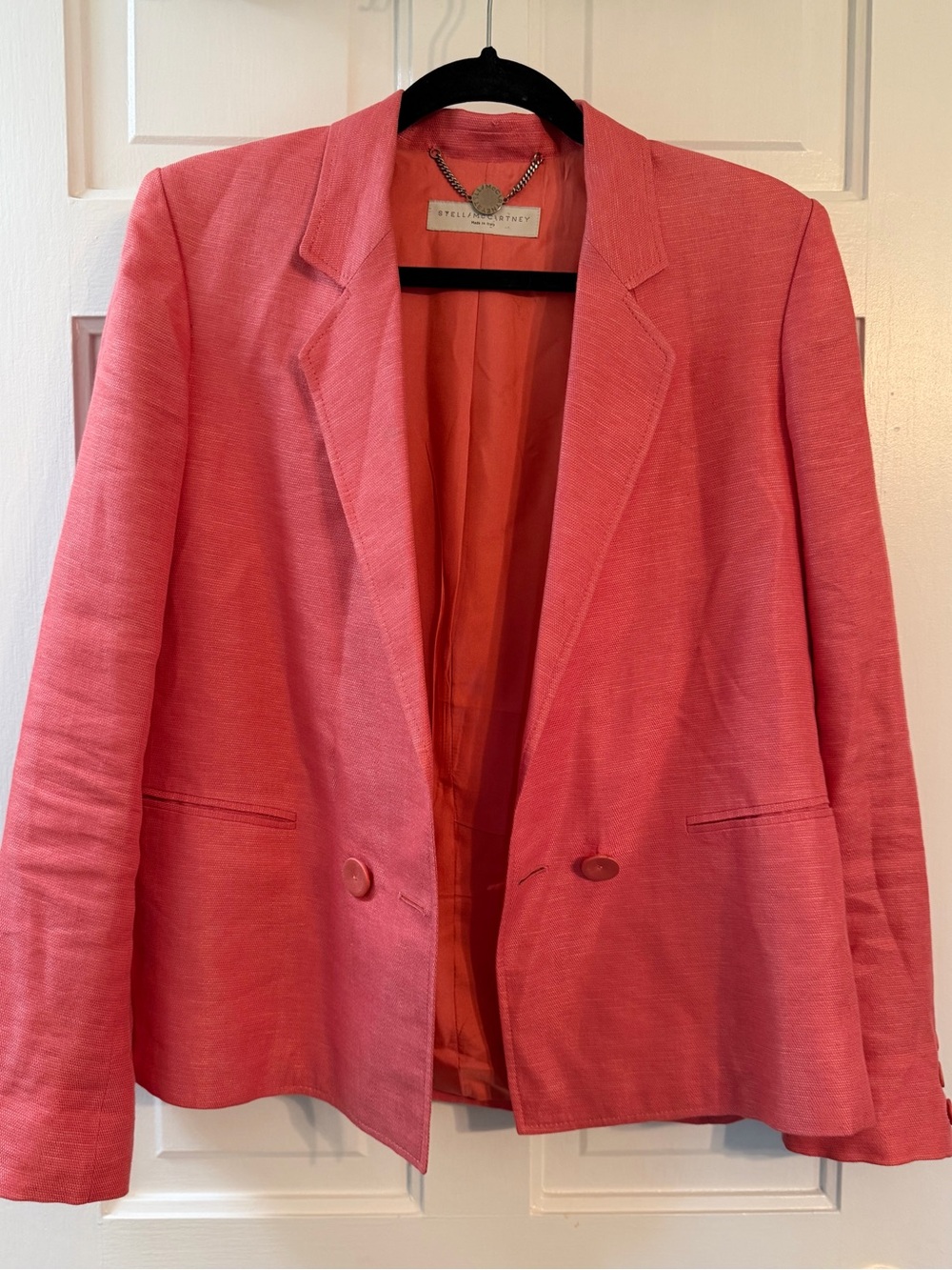 Stella McCartney Coral Pink Linen Blend Blazer Jacket EU 44 Designer Made in Ita - Picture 1 of 7
